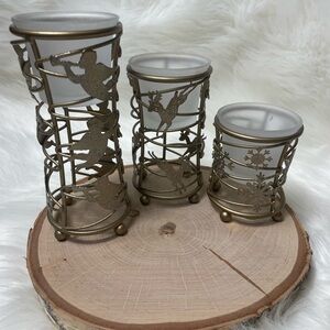 Vintage Party Lite Three Tier Christmas Candle Holders